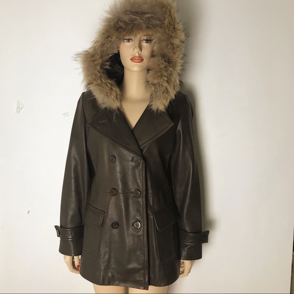 Gallery Genuine Leather Coat with Fur Trim small - Picture 7 of 8